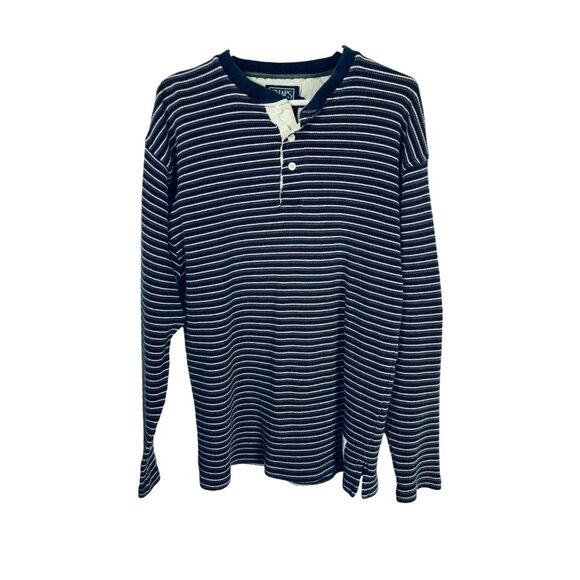 Chaps Ralph Lauren Pullover Thermal Crewneck Shirt Striped Mens XL  Long Sleeves - Picture 6 of 6